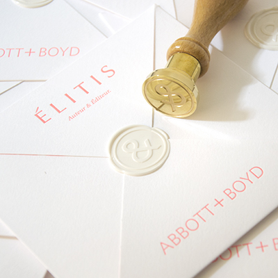invitation letterpress et pantone fluo avec cachet de cire